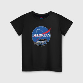 Детская футболка хлопок с принтом Delorean space в Тюмени, 100% хлопок | круглый вырез горловины, полуприлегающий силуэт, длина до линии бедер | delorean | космос | наса
