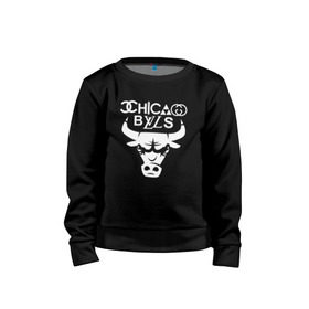 Детский свитшот хлопок с принтом Chicago Bulls fun logo в Тюмени, 100% хлопок | круглый вырез горловины, эластичные манжеты, пояс и воротник | chicago bulls | антибрэнд
