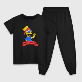 Детская пижама хлопок с принтом Барт Симпсон - Мир в Тюмени, 100% хлопок |  брюки и футболка прямого кроя, без карманов, на брюках мягкая резинка на поясе и по низу штанин
 | Тематика изображения на принте: bart simpson | барт | мир | симпсоны