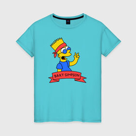 Женская футболка хлопок с принтом Барт Симпсон - Мир в Тюмени, 100% хлопок | прямой крой, круглый вырез горловины, длина до линии бедер, слегка спущенное плечо | bart simpson | барт | мир | симпсоны