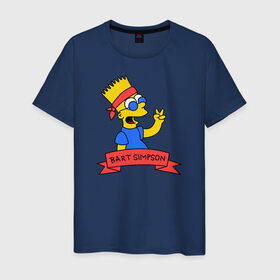 Мужская футболка хлопок с принтом Барт Симпсон - Мир в Тюмени, 100% хлопок | прямой крой, круглый вырез горловины, длина до линии бедер, слегка спущенное плечо. | bart simpson | барт | мир | симпсоны