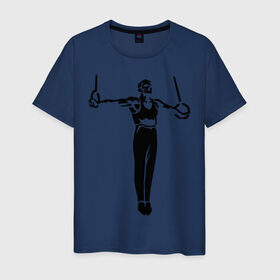 Мужская футболка хлопок с принтом Гимнаст в Тюмени, 100% хлопок | прямой крой, круглый вырез горловины, длина до линии бедер, слегка спущенное плечо. | Тематика изображения на принте: гимнаст | гимнастика | спорт