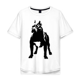 Мужская футболка хлопок Oversize с принтом Собака боксер в Тюмени, 100% хлопок | свободный крой, круглый ворот, “спинка” длиннее передней части | Тематика изображения на принте: боксер | животные | собака