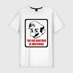Мужская футболка премиум с принтом Mario Big Brother в Тюмени, 92% хлопок, 8% лайкра | приталенный силуэт, круглый вырез ворота, длина до линии бедра, короткий рукав | марио