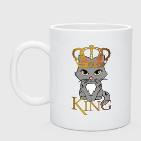 Кружка с принтом король кот в Тюмени, керамика | объем — 330 мл, диаметр — 80 мм. Принт наносится на бока кружки, можно сделать два разных изображения | cat | king | король | корона | кот