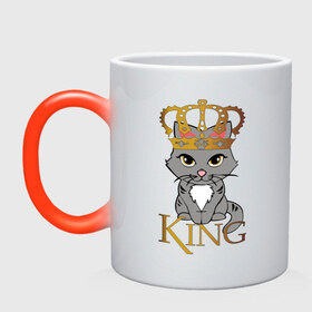 Кружка хамелеон с принтом король кот в Тюмени, керамика | меняет цвет при нагревании, емкость 330 мл | cat | king | король | корона | кот