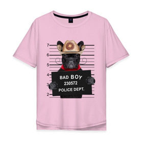 Мужская футболка хлопок Oversize с принтом Bad boy в Тюмени, 100% хлопок | свободный крой, круглый ворот, “спинка” длиннее передней части | bad | dog | собака