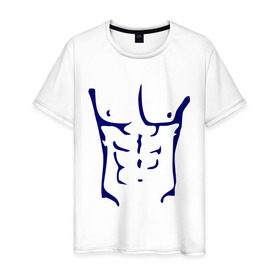 Мужская футболка хлопок с принтом Накаченное тело в Тюмени, 100% хлопок | прямой крой, круглый вырез горловины, длина до линии бедер, слегка спущенное плечо. | идеальный | кубики | пресс | тело | торс