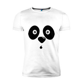 Мужская футболка премиум с принтом Мордочка панды в Тюмени, 92% хлопок, 8% лайкра | приталенный силуэт, круглый вырез ворота, длина до линии бедра, короткий рукав | панда