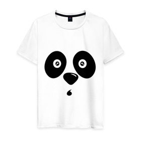 Мужская футболка хлопок с принтом Мордочка панды в Тюмени, 100% хлопок | прямой крой, круглый вырез горловины, длина до линии бедер, слегка спущенное плечо. | панда