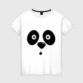 Женская футболка хлопок с принтом Мордочка панды в Тюмени, 100% хлопок | прямой крой, круглый вырез горловины, длина до линии бедер, слегка спущенное плечо | Тематика изображения на принте: панда