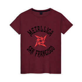 Женская футболка хлопок с принтом Metallica (San Francisco) в Тюмени, 100% хлопок | прямой крой, круглый вырез горловины, длина до линии бедер, слегка спущенное плечо | metallica | san francisco