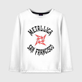 Детский лонгслив хлопок с принтом Metallica (San Francisco) в Тюмени, 100% хлопок | круглый вырез горловины, полуприлегающий силуэт, длина до линии бедер | Тематика изображения на принте: metallica | san francisco