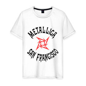 Мужская футболка хлопок с принтом Metallica (San Francisco) в Тюмени, 100% хлопок | прямой крой, круглый вырез горловины, длина до линии бедер, слегка спущенное плечо. | metallica | san francisco