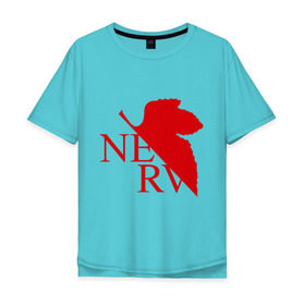 Мужская футболка хлопок Oversize с принтом Евангелион NERV в Тюмени, 100% хлопок | свободный крой, круглый ворот, “спинка” длиннее передней части | nerv | аниме | евангелион