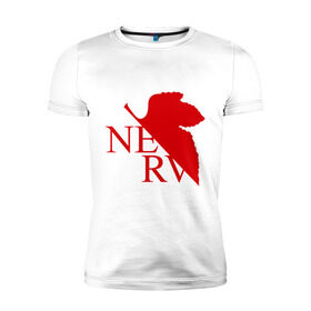 Мужская футболка премиум с принтом Евангелион NERV в Тюмени, 92% хлопок, 8% лайкра | приталенный силуэт, круглый вырез ворота, длина до линии бедра, короткий рукав | Тематика изображения на принте: nerv | аниме | евангелион