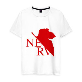 Мужская футболка хлопок с принтом Евангелион NERV в Тюмени, 100% хлопок | прямой крой, круглый вырез горловины, длина до линии бедер, слегка спущенное плечо. | nerv | аниме | евангелион