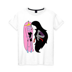 Женская футболка хлопок с принтом Adventure Time Kiss в Тюмени, 100% хлопок | прямой крой, круглый вырез горловины, длина до линии бедер, слегка спущенное плечо | adventure time | время приключений