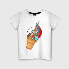 Детская футболка хлопок с принтом Кремль в Тюмени, 100% хлопок | круглый вырез горловины, полуприлегающий силуэт, длина до линии бедер | кремль | мороженое | москва | собор