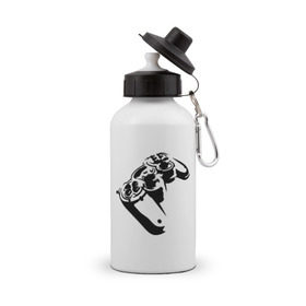 Бутылка спортивная с принтом Геймпад (Джойстик) в Тюмени, металл | емкость — 500 мл, в комплекте две пластиковые крышки и карабин для крепления | джойстик