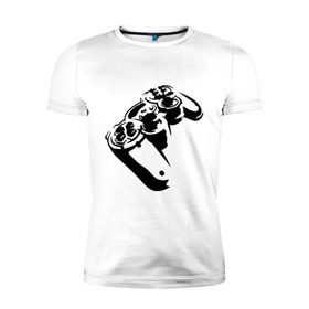 Мужская футболка премиум с принтом Геймпад (Джойстик) в Тюмени, 92% хлопок, 8% лайкра | приталенный силуэт, круглый вырез ворота, длина до линии бедра, короткий рукав | джойстик