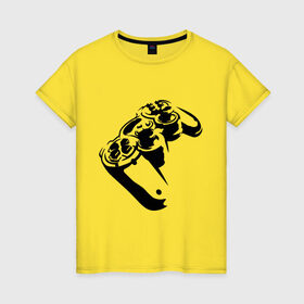 Женская футболка хлопок с принтом Геймпад (Джойстик) в Тюмени, 100% хлопок | прямой крой, круглый вырез горловины, длина до линии бедер, слегка спущенное плечо | джойстик