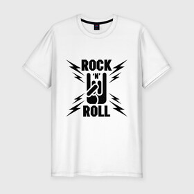 Мужская футболка премиум с принтом Rock and roll в Тюмени, 92% хлопок, 8% лайкра | приталенный силуэт, круглый вырез ворота, длина до линии бедра, короткий рукав | Тематика изображения на принте: 