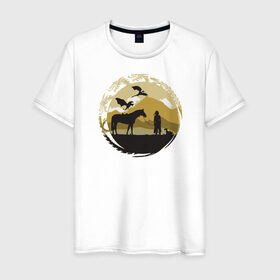 Мужская футболка хлопок с принтом Дейенерис Таргариен в Тюмени, 100% хлопок | прямой крой, круглый вырез горловины, длина до линии бедер, слегка спущенное плечо. | game of thrones | дракон | игра престолов