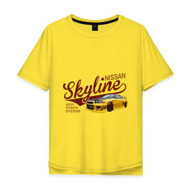 Мужская футболка хлопок Oversize с принтом Nissan Skyline в Тюмени, 100% хлопок | свободный крой, круглый ворот, “спинка” длиннее передней части | nissan skyline | авто | автомобилистам | водителям | машина | ниссан | ретро | тачка