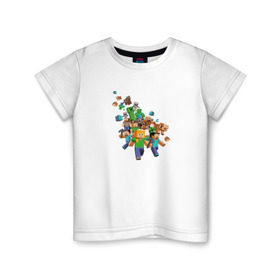 Детская футболка хлопок с принтом Майнкрафт в Тюмени, 100% хлопок | круглый вырез горловины, полуприлегающий силуэт, длина до линии бедер | для фанатов майнкрафта игра | мinecraft