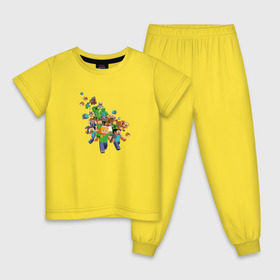 Детская пижама хлопок с принтом Майнкрафт в Тюмени, 100% хлопок |  брюки и футболка прямого кроя, без карманов, на брюках мягкая резинка на поясе и по низу штанин
 | для фанатов майнкрафта игра | мinecraft