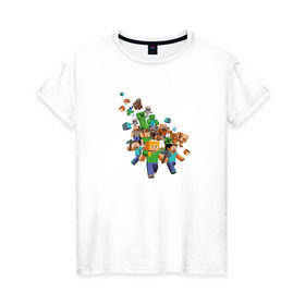Женская футболка хлопок с принтом Майнкрафт в Тюмени, 100% хлопок | прямой крой, круглый вырез горловины, длина до линии бедер, слегка спущенное плечо | для фанатов майнкрафта игра | мinecraft