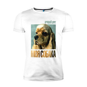 Мужская футболка премиум с принтом Американский кокер-спаниель в Тюмени, 92% хлопок, 8% лайкра | приталенный силуэт, круглый вырез ворота, длина до линии бедра, короткий рукав | Тематика изображения на принте: американский кокер спаниель | лучши | порода | собака