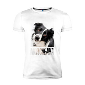 Мужская футболка премиум с принтом Бордер-колли в Тюмени, 92% хлопок, 8% лайкра | приталенный силуэт, круглый вырез ворота, длина до линии бедра, короткий рукав | drug | бордер колли | порода | собака