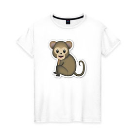 Женская футболка хлопок с принтом Смайл обезьянка в Тюмени, 100% хлопок | прямой крой, круглый вырез горловины, длина до линии бедер, слегка спущенное плечо | media | позитив