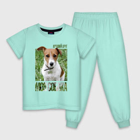 Детская пижама хлопок с принтом Джек-рассел-терьер в Тюмени, 100% хлопок |  брюки и футболка прямого кроя, без карманов, на брюках мягкая резинка на поясе и по низу штанин
 | drug | джек рассел терьер | порода | собака