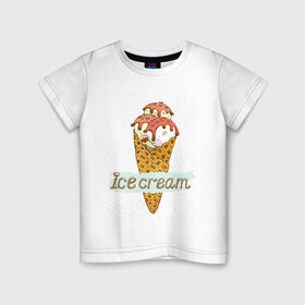 Детская футболка хлопок с принтом ice cream 1 в Тюмени, 100% хлопок | круглый вырез горловины, полуприлегающий силуэт, длина до линии бедер | 