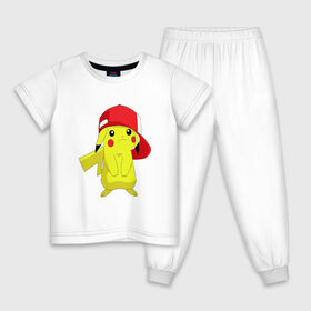 Детская пижама хлопок с принтом Пикачу в Тюмени, 100% хлопок |  брюки и футболка прямого кроя, без карманов, на брюках мягкая резинка на поясе и по низу штанин
 | пикачу | пикачу с кепкойpokemon