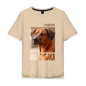 Мужская футболка хлопок Oversize с принтом Родезийский риджбек в Тюмени, 100% хлопок | свободный крой, круглый ворот, “спинка” длиннее передней части | drug | порода | родезийский риджбек | собака