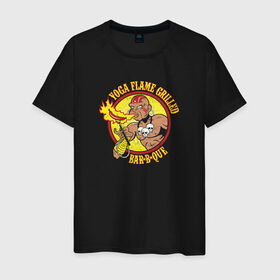 Мужская футболка хлопок с принтом Йога - гриль в Тюмени, 100% хлопок | прямой крой, круглый вырез горловины, длина до линии бедер, слегка спущенное плечо. | food | ёда | мясо | повар | шашлык
