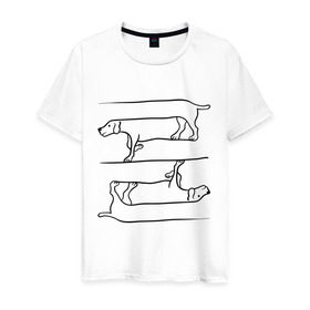 Мужская футболка хлопок с принтом Собака в Тюмени, 100% хлопок | прямой крой, круглый вырез горловины, длина до линии бедер, слегка спущенное плечо. | Тематика изображения на принте: восприятие | иллюзия | оптическая иллюзия | собака