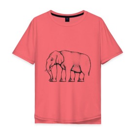 Мужская футболка хлопок Oversize с принтом Сколько ног у слона в Тюмени, 100% хлопок | свободный крой, круглый ворот, “спинка” длиннее передней части | слон