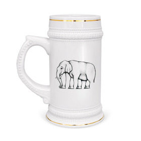 Кружка пивная с принтом Сколько ног у слона в Тюмени,  керамика (Материал выдерживает высокую температуру, стоит избегать резкого перепада температур) |  объем 630 мл | слон