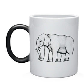 Кружка хамелеон с принтом Сколько ног у слона в Тюмени, керамика | меняет цвет при нагревании, емкость 330 мл | слон