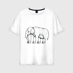 Женская футболка хлопок Oversize с принтом Сколько ног у слона в Тюмени, 100% хлопок | свободный крой, круглый ворот, спущенный рукав, длина до линии бедер
 | слон