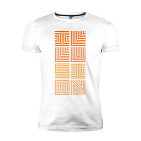Мужская футболка премиум с принтом Illusion orange в Тюмени, 92% хлопок, 8% лайкра | приталенный силуэт, круглый вырез ворота, длина до линии бедра, короткий рукав | восприятие | иллюзии | мозг | обман зрения | оптическая | цвет