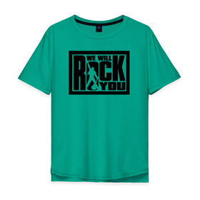 Мужская футболка хлопок Oversize с принтом We will rock you в Тюмени, 100% хлопок | свободный крой, круглый ворот, “спинка” длиннее передней части | Тематика изображения на принте: @ | we will rock you.png | we will rock youqueen