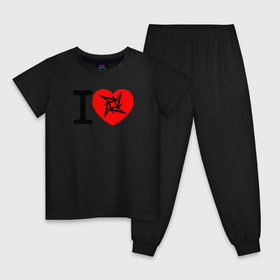 Детская пижама хлопок с принтом I love Metallica в Тюмени, 100% хлопок |  брюки и футболка прямого кроя, без карманов, на брюках мягкая резинка на поясе и по низу штанин
 | Тематика изображения на принте: металлика