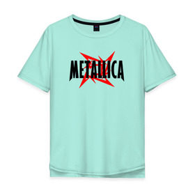 Мужская футболка хлопок Oversize с принтом Metallica logo в Тюмени, 100% хлопок | свободный крой, круглый ворот, “спинка” длиннее передней части | Тематика изображения на принте: 
