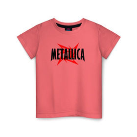 Детская футболка хлопок с принтом Metallica logo в Тюмени, 100% хлопок | круглый вырез горловины, полуприлегающий силуэт, длина до линии бедер | Тематика изображения на принте: 